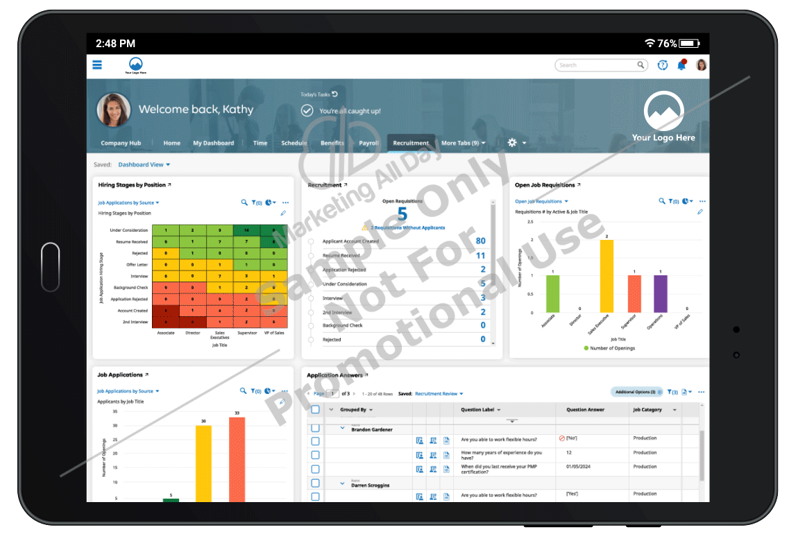 Kronos Workforce Ready Recruiting Dashboard GIF