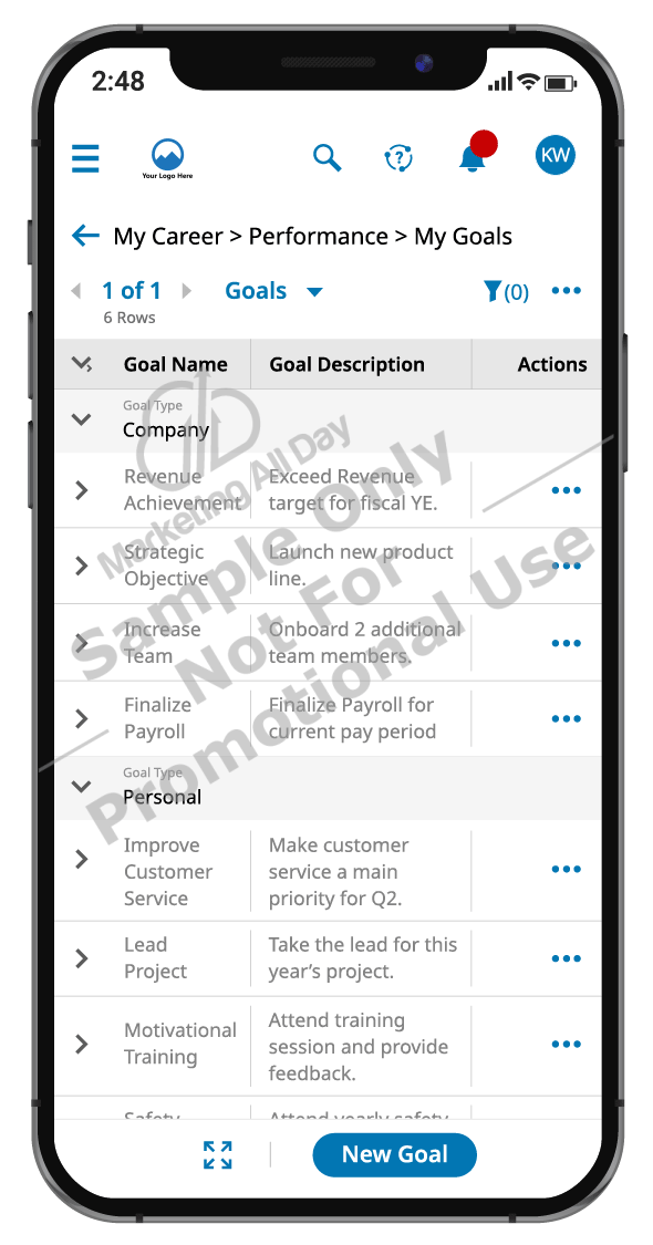 Performance - Creating a New Goal