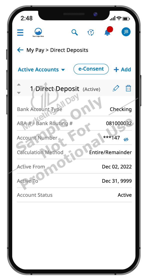 Payroll - Direct Deposit