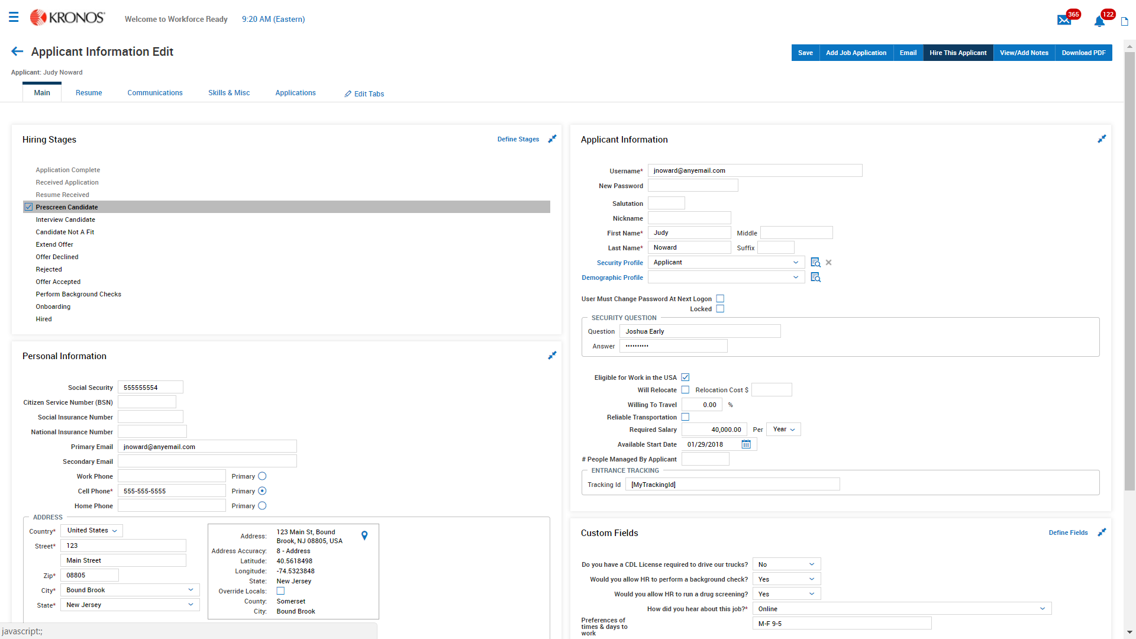 Applicant Information and Tracking