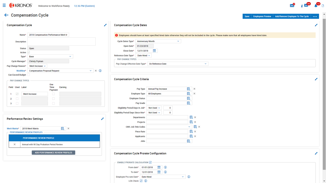 Compensation Cycle Setup Training