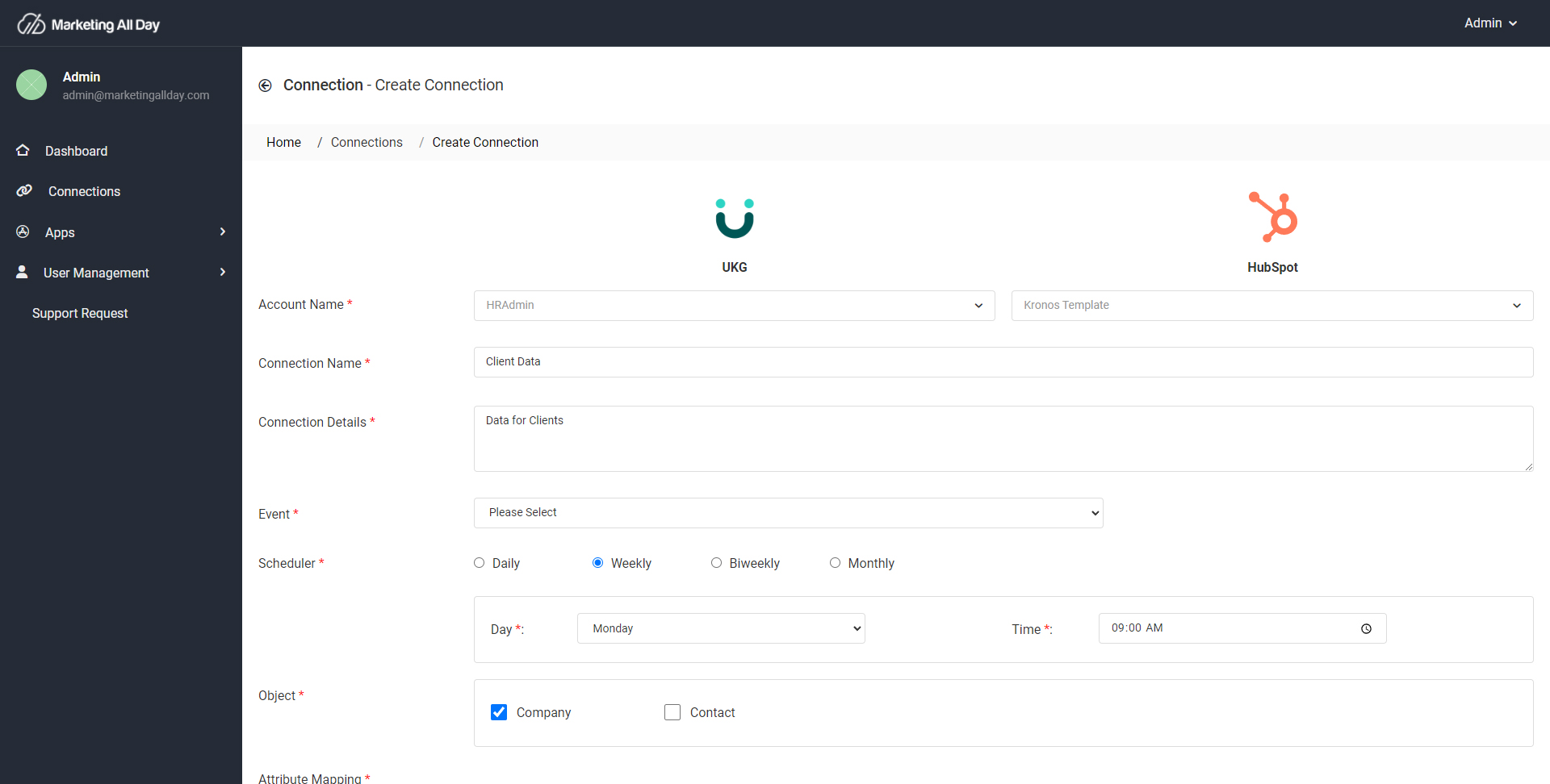 Create Integration Data Syncs Screenshot 