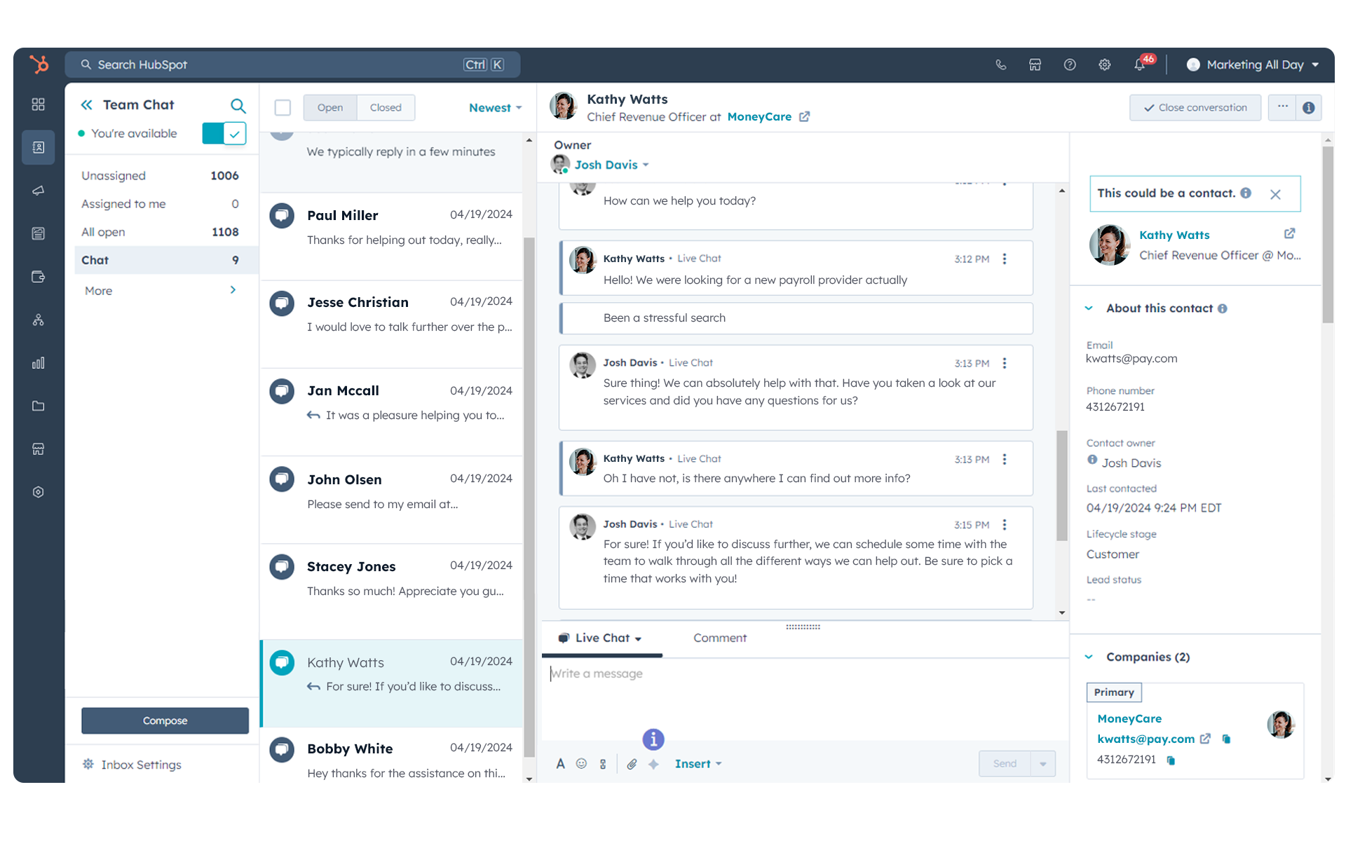 Online Payroll and HR Support Chat